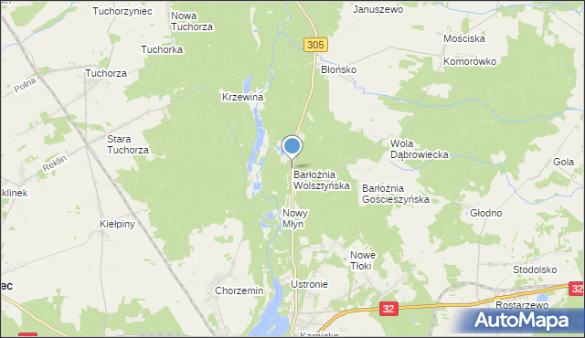 mapa Barłożnia Wolsztyńska, Barłożnia Wolsztyńska na mapie Targeo